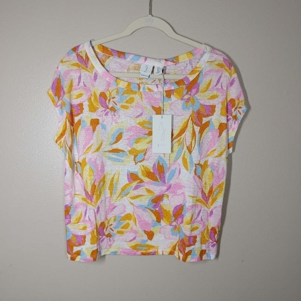 Joie Floral 100% Linen Short Sleeve Top Size Small - Picture 9 of 9